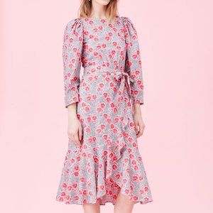 Rebecca Taylor Coral Fleur Poplin Dress - Size 8